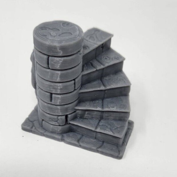 25mm Spiral Staircase Hasbro Avalon Hill HeroQuest Compatible 3D Printed Dungeon Terrain Miniature | Dungeons & Dragons Campaign Scenery