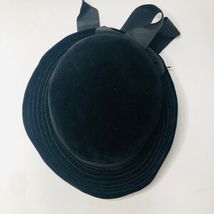 Vintage 1940s Roberta Bernays Black Velvet Turban Hat Union Made w Box 40s turban - Gem main image 3