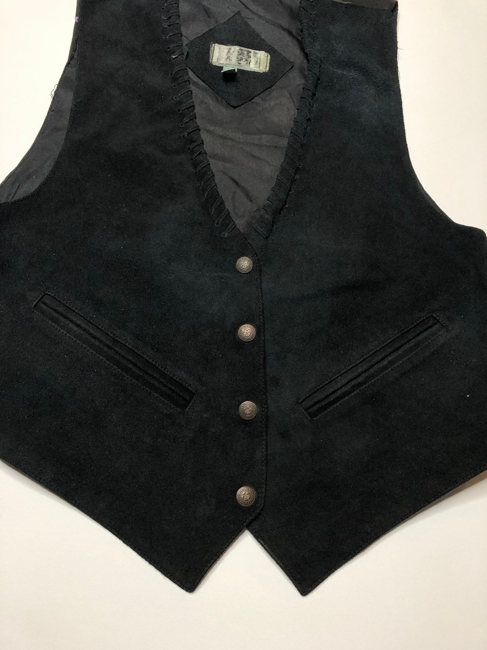 VTG Women's Black Suede Western Vest Western Fabric Etsy