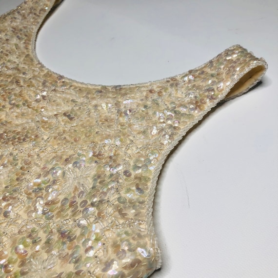 VTG 60s Cocktail Top Iridescent Sequins w/ Impecc… - image 6