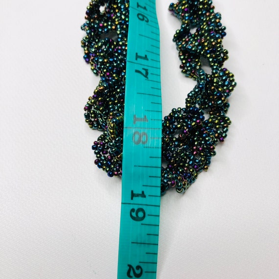 VTG 90s Tiny Glass Iridescent Black Bead Necklace… - image 5