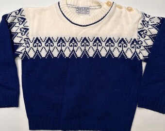 Vintage 50s Kodiak Pullover by Campus Boys Blue Red White Acrylic