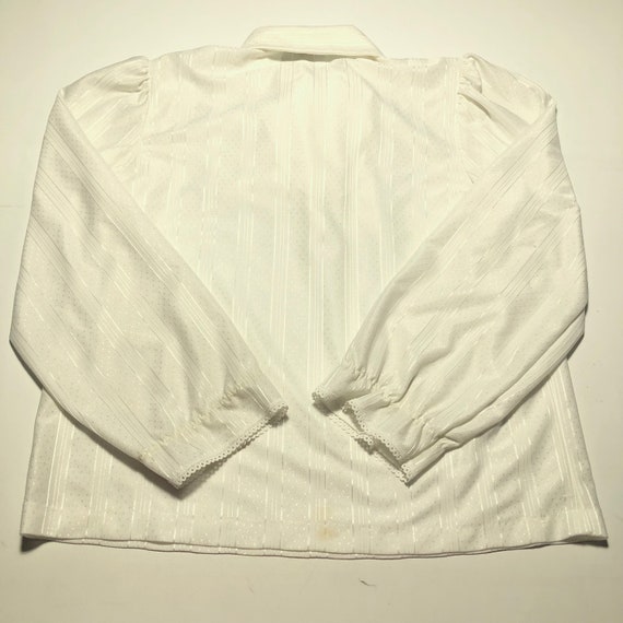 VTG 80s does 60s Women’s Blouse Bright White w/ I… - image 10