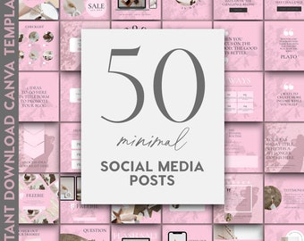 Pink Minimal Instagram Post Templates, 50 Instagram Engagement, Social Media Booster, Beauty, Coach, Hair Stylist, Make Up Artist, Neutral
