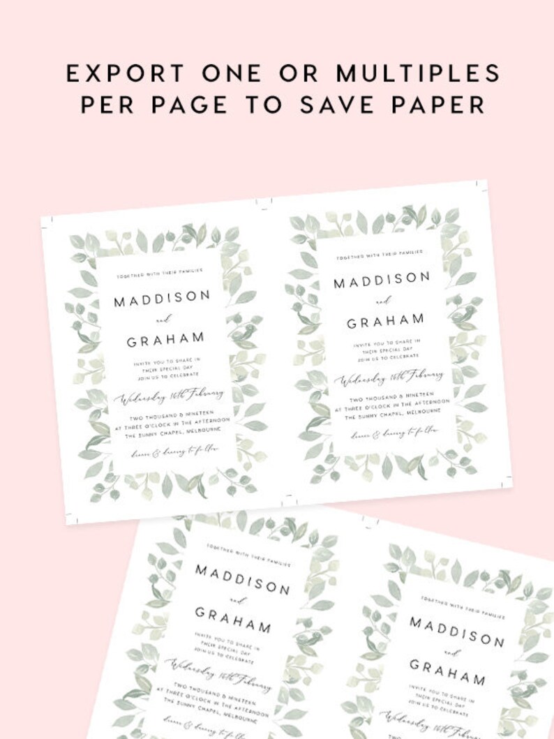 Blush DIY Printable Sticker Templett Greenery Green Leaves Address Label Printable Editable Rustic Envelope Address INSTANT DOWNLOAD