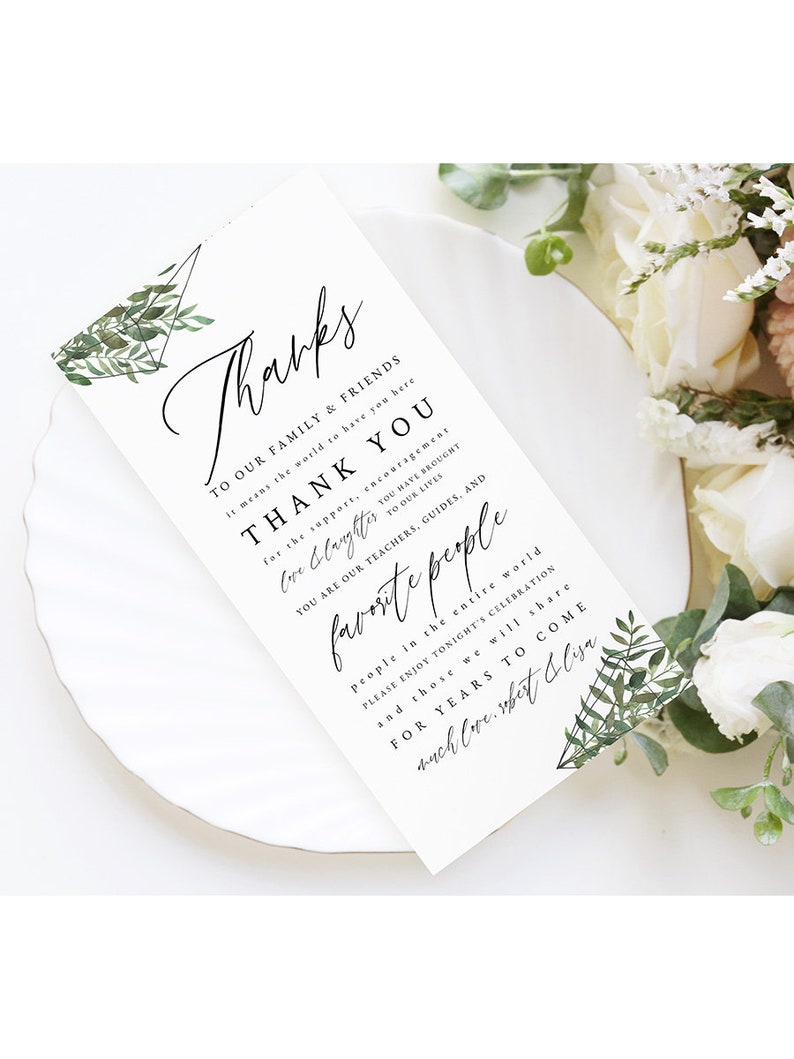Greenery Greenery Editable pdf DIY Printable Decorations Printable Thank You Note INSTANT DOWNLOAD Templett Wedding Favor Card Leaves