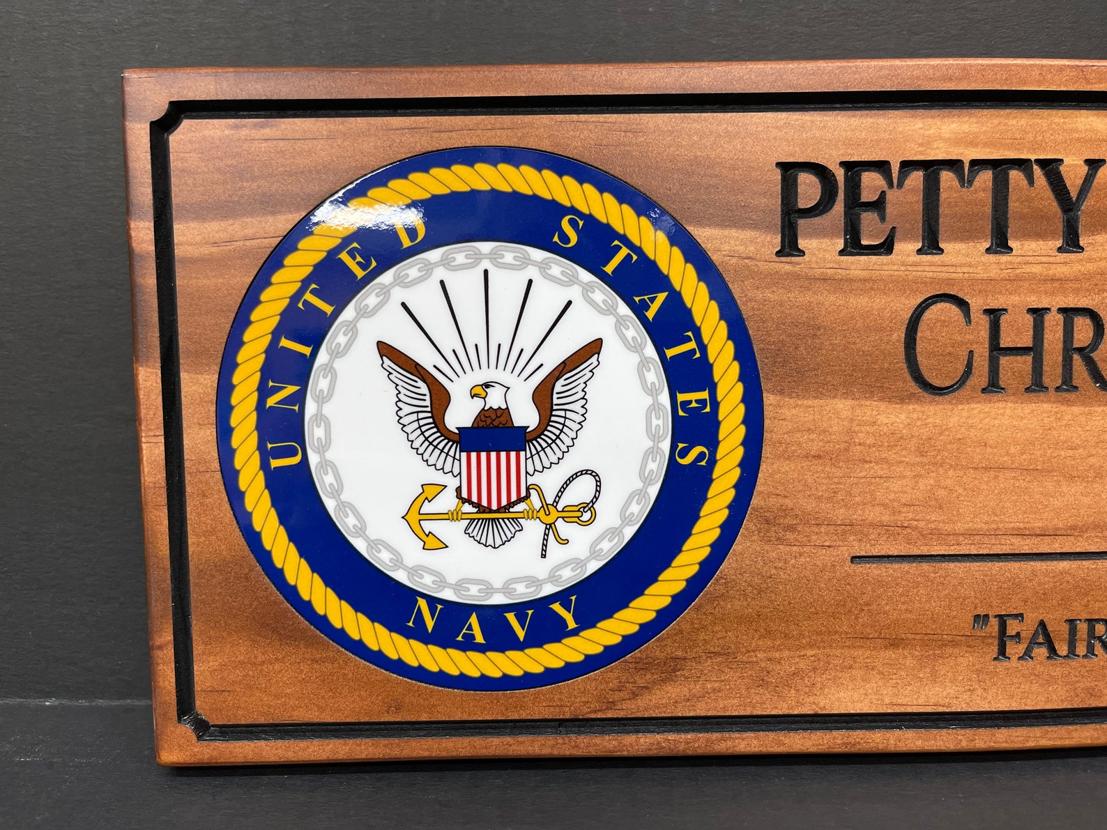 Personalized Navy Plaque With Full Color Emblem Gift Etsy