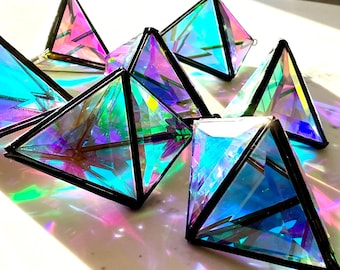 Stained Glass Sun Catcher Gem: Kaleidoscopic Rainbow Maker