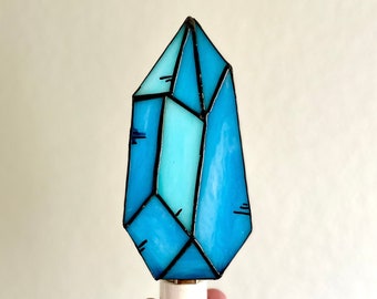 Handmade Stained Glass Crystal Plug-in Night Light - Glowing Crystal Geode Night Light - Unique Nature Decor