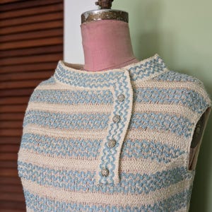 1950s Blue & White Striped Knitwear Dress