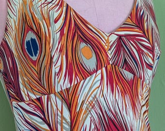 Y2K BCBG Peacock Print Dress Size Medium