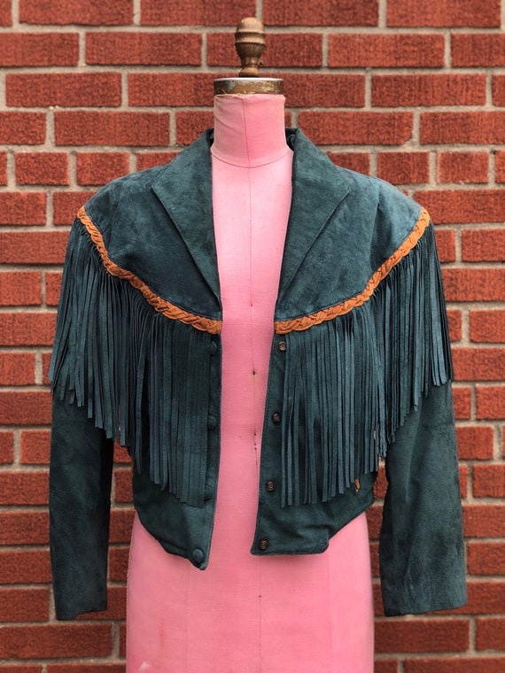 Women's Green Suede Cowgirl Jacket & Skirt