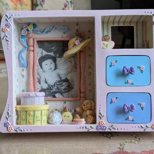 1990s Shadowbox Style 3D Picture Frame with Usable Mini Drawers