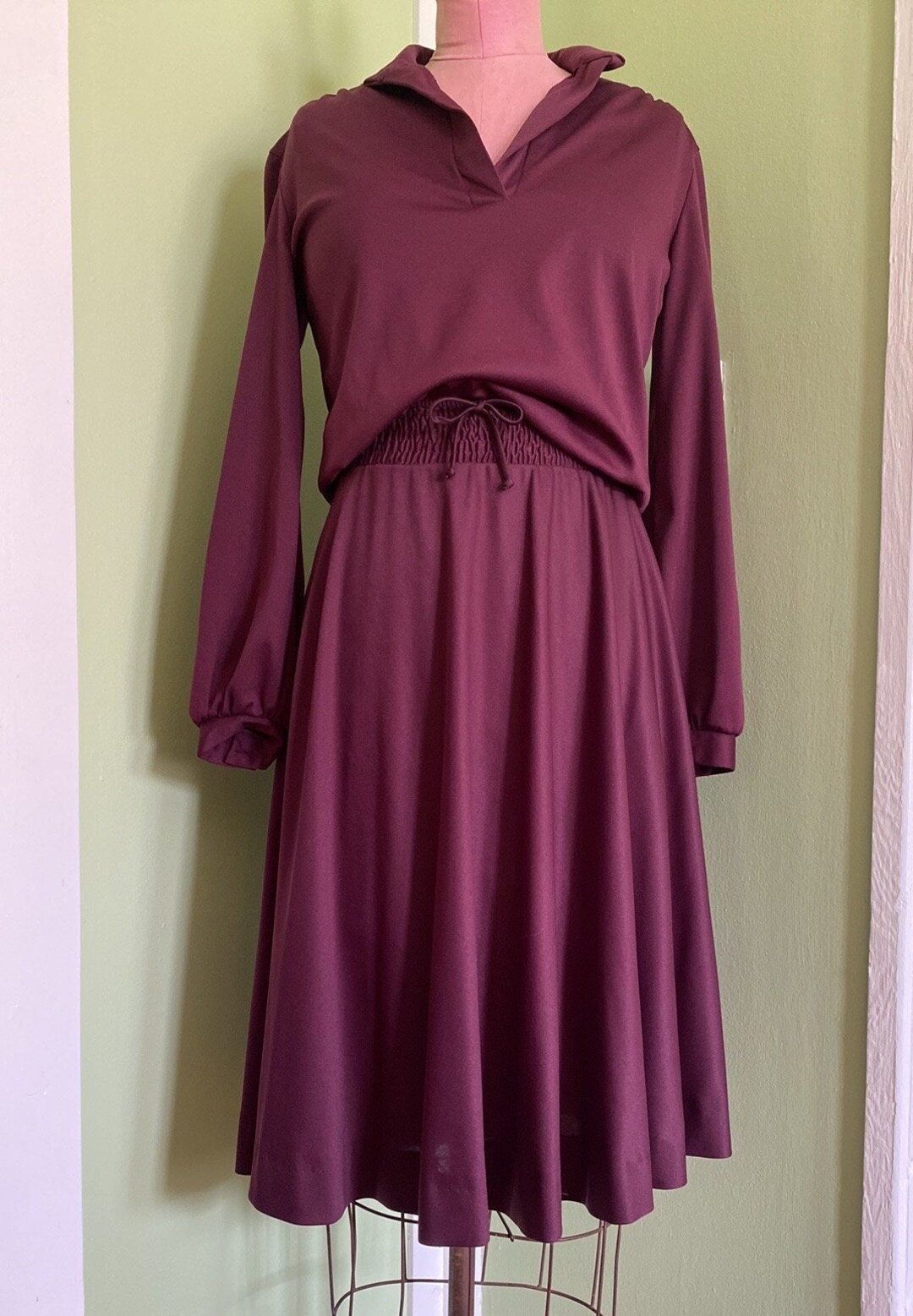 1970s Maroon Two Piece Polyester Fall Skirt Set - Etsy