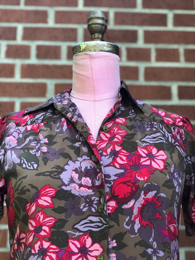 1970s Floral Polyester top