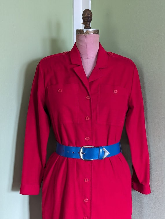 1980s Red Corduroy Dress