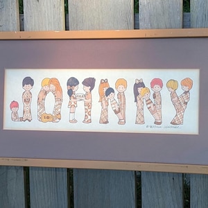 1969 Framed &quot;Johnny&quot; Name Art Kid&#39;s Room Decor Nursery Decor