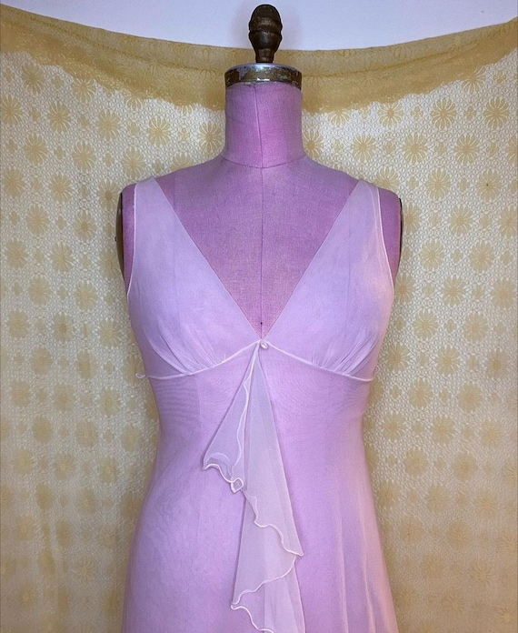 1960s Pale Blush Pink Sheer Floor Length Slip - image 1