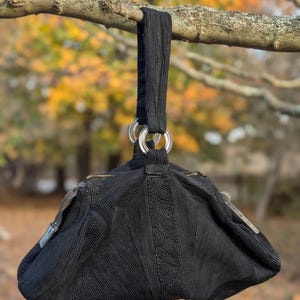 1940s Black Corde Purse With Lucite Zipper Pull