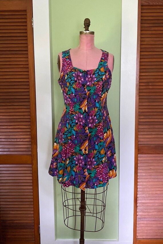 90s Floral Mini Dress - image 1