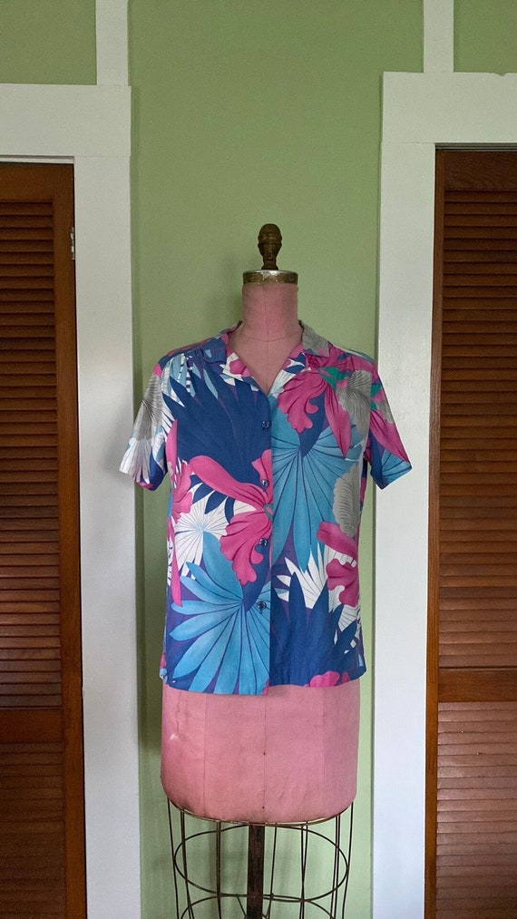 1980s Hilo Hattie Hawaiian Top