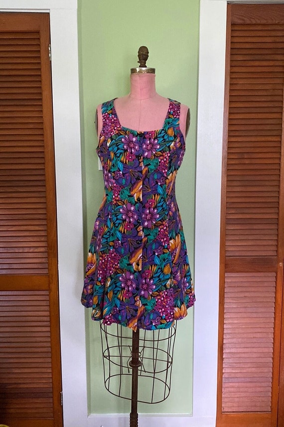 90s Floral Mini Dress - image 7