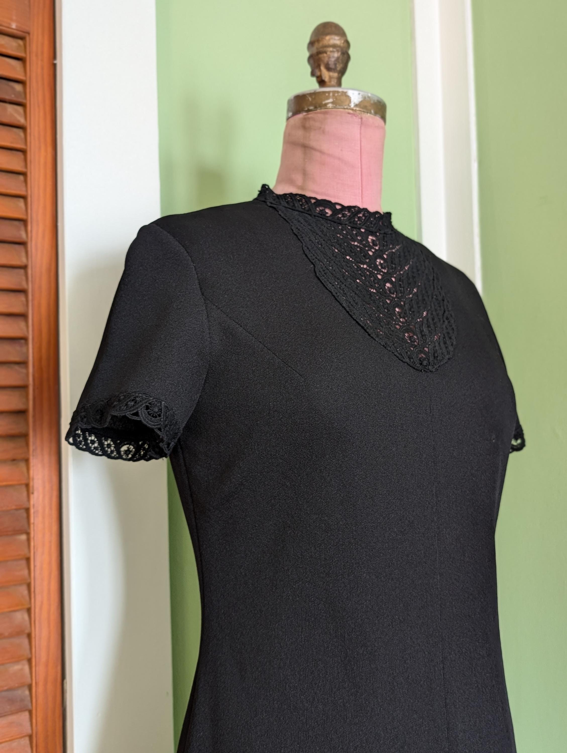 High Neck Lace Black Dress - Etsy