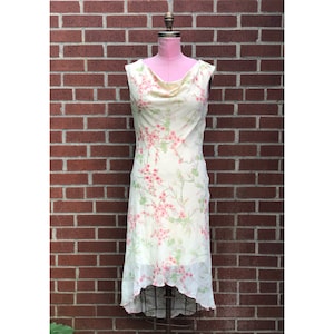 1990s Yellow Floral Hi-Lo dress