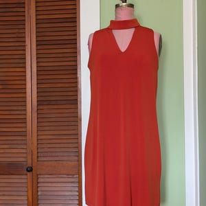Y2K Orange Dress with High Neck & Cutout
