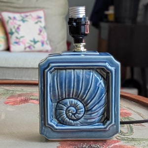 Blue Ceramic Nautilus Shell Lamp Base