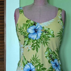 Y2K Jantzen Tankini Top Yellow Floral Medium Bathing Suit