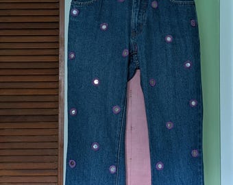 Vintage Capri Pants Y2K Button Leg Trousers in Black 2000s Middle
