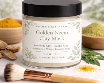 Natural Clay Mask | Turmeric Neem Face mask | Underarm mask | Herbal Face Mask | application brush included | armpit detox