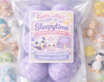 Mystery toy bath bombs | Sleepytime bath bombs | lavender essential oil & coconut milk | natural bath bombs | kid bath bombs