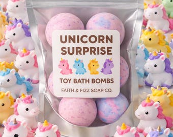 Toy Bath Bombs | Unicorn Suprise Bath Bombs | Kids Bath Bomb | Bath Bomb set |Sensitive Skin