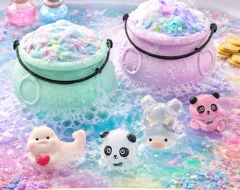 Rainbow Potion Pot Bath Bomb with Surprise Toy | Kids Mystery Toy Bath Bomb | Rainbow Color Bath Bomb | Fun Bath Gift for Kids | Bath Art |