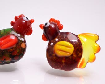 Kids jewelry kid bracelet animal glass bead lampwork animal artisan lampwork jewelry kid making chicken jewelry rooster jewelry chicken bead
