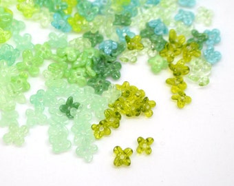 small flower beads green flowers for headband flowers tiara making mini glass flowers green glass flowers transparent frosted lampwork beads