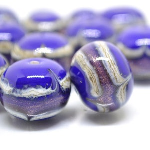 Murano glass blue lampwork Venetian italian glass Dark blue Ethnic beads Handmade bead Rondelle bead Cobalt blue glass beads jewelry making