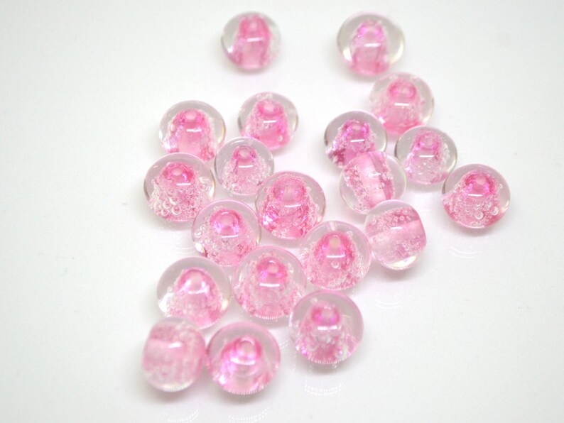 Pink Bubble Beads Glass Handmade Lampwork Pink Glass Beads Etsy