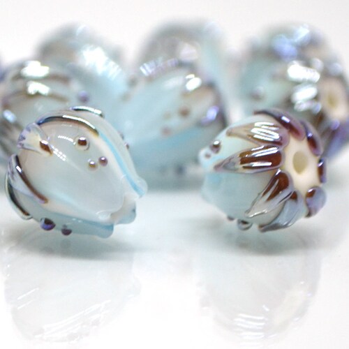 Pale Blue and Pink Flower Beads Pastel Floral Glass Beads Etsy