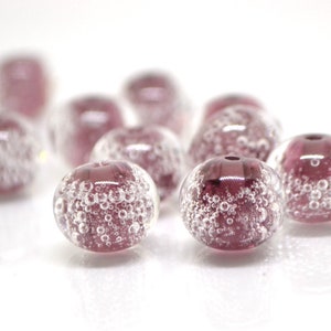 Purple handmade glass bubble beads, Artisan lampwork bead set, Purple lampwork beads, Beads for bracelet, Glass bead, Jewelry beads Lampwork