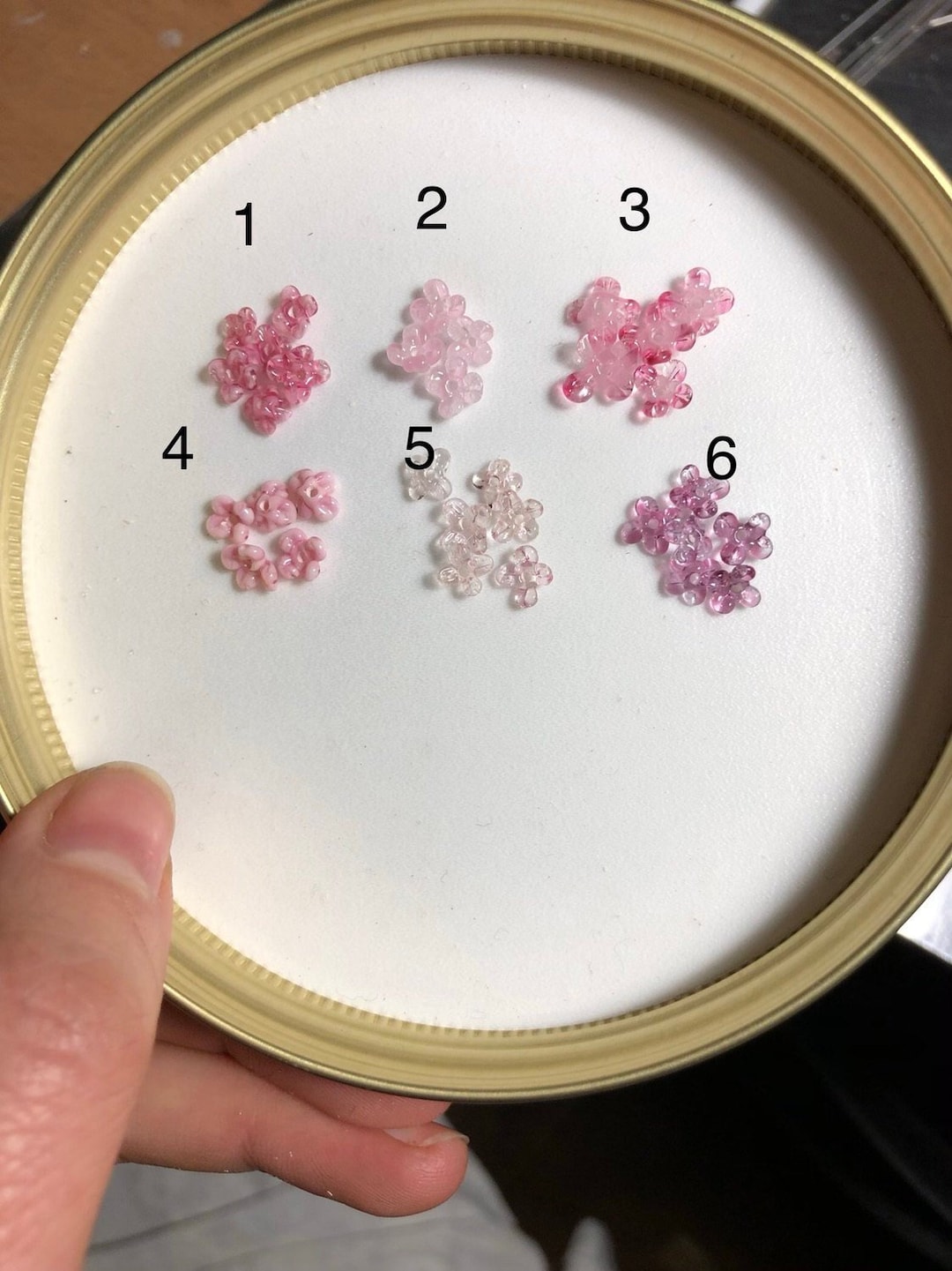 Very Small Pink Flower Beads, Tiny Flowers, Transparent Glass Flower ...