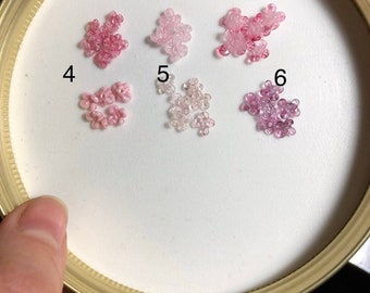 Very small pink flower beads, Tiny flowers, Transparent glass flower, Tiny pink flower beads, 5mm flowers