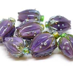 dark purple flower lampwork handmade beads glass  Flower pendant necklace artisan lampwork flower lampwork glass beads flower bead purple