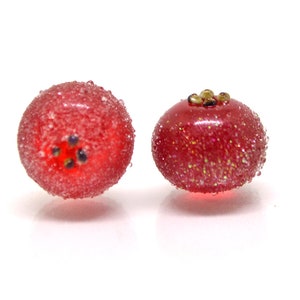 Red frost currant glass beads, Frosted glass berries, Lampwork berry, Lampwork currant, Glass Redcurrant,Lampwork glass beads,Handmade beads