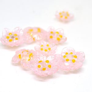 clear pink glass beads artisan lampwork beads set wedding set of beads wedding beads tender glass beads Floral glass beads glass flower bead