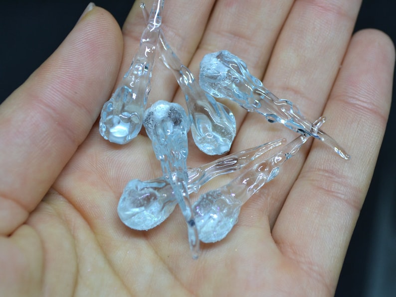 Blue Icicle Glass Beads Frosted Glass Beads Snow Lampwork Etsy