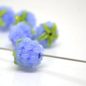 Periwinkle And Raspberry Periwinkle Blue Lampwork Raspberry, Glass Berries, Lampwork Berry Beads ...