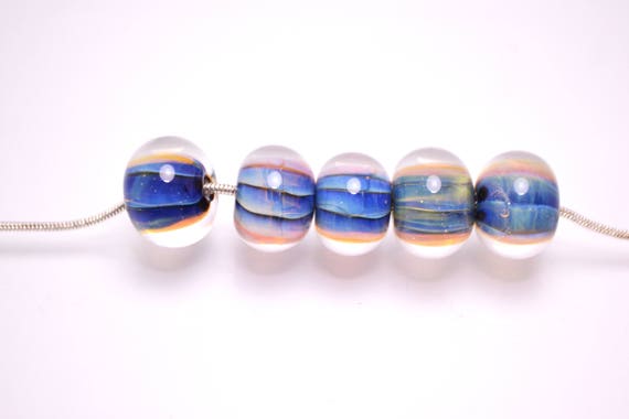 Set of 5 Colorful Handcrafted Lampwork Glass Beads with Bright